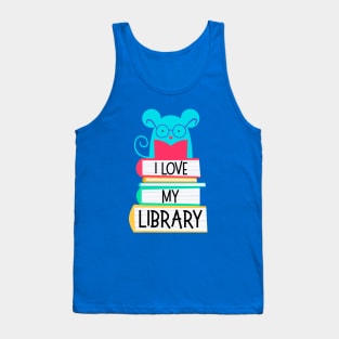 I Love My Library Cute Mouse Reading For Book Lovers Reader Nerds Tank Top